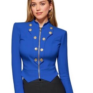 Hybrid & Company Ponte Knit Military Dress Jacket Size: 2XL